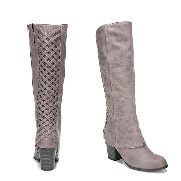Wide Calf Interwoven Lace Back Knee High Tall Boot - Picture 3 of 8